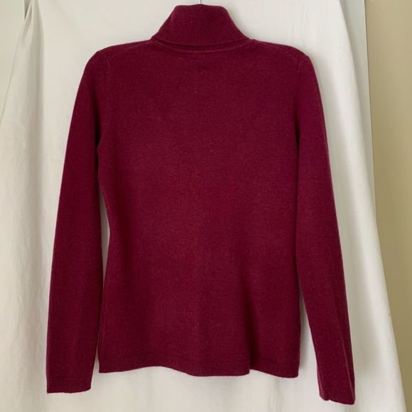 Garnet Hill 100% cashmere turtleneck sweater in mulberry - Picture 5 of 6